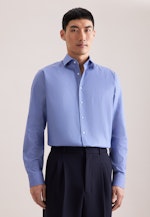 Regular Business shirt Print in Mittelblau |  Seidensticker Onlineshop