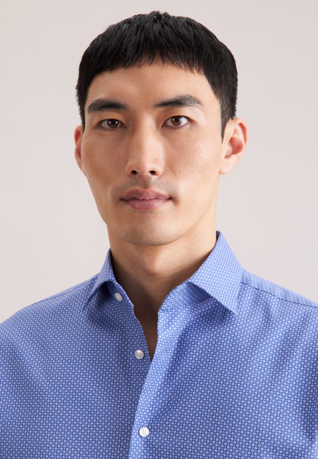 Regular Business shirt Print in Mittelblau |  Seidensticker Onlineshop