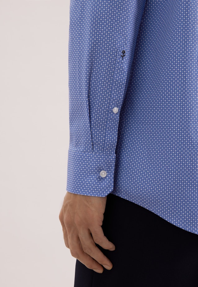 Regular Business shirt Print in Mittelblau |  Seidensticker Onlineshop
