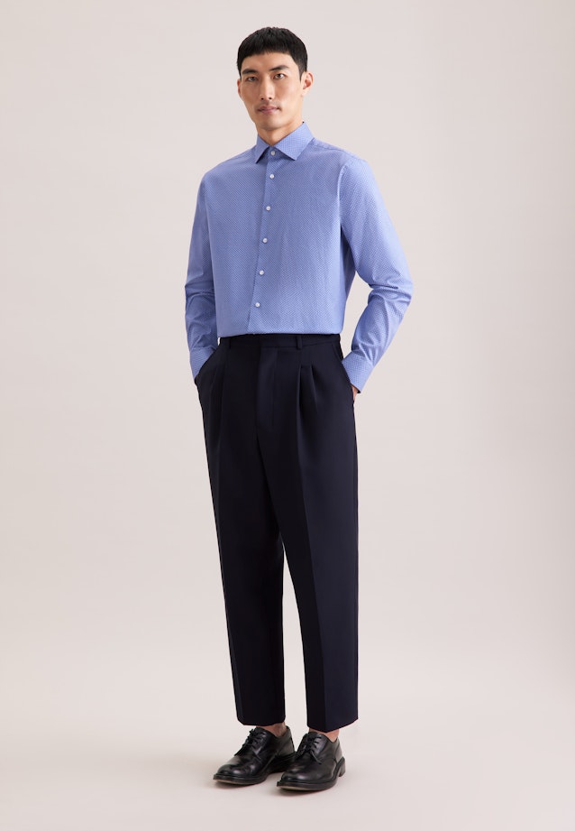 Regular Business shirt Print in Mittelblau |  Seidensticker Onlineshop