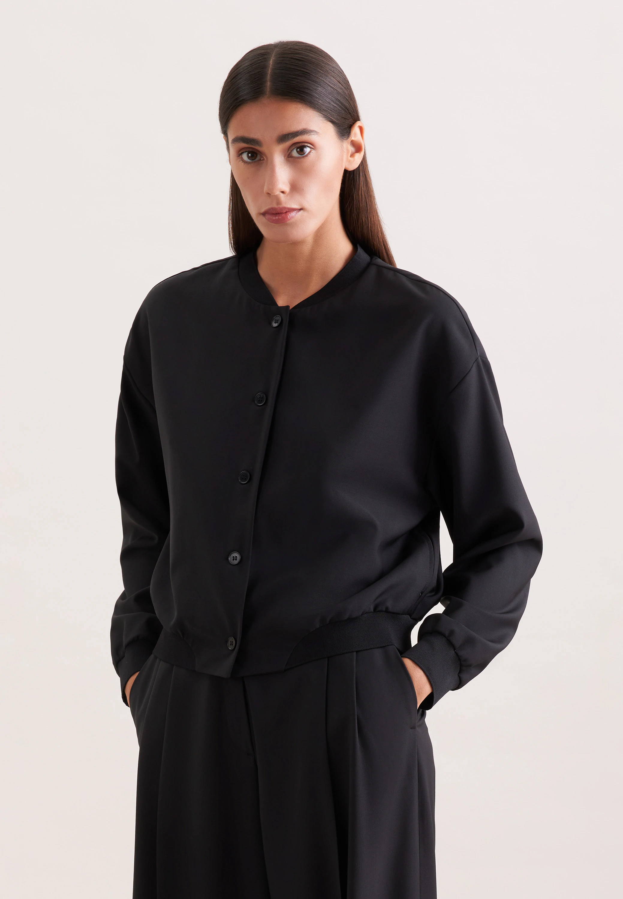 Blouson aus einer Wollmischung Schwarz