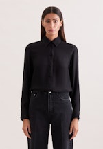 Hemdbluse mit tiefer Passe mit tonalem Streifen in Schwarz |  Seidensticker Onlineshop