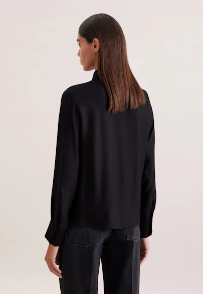Hemdbluse mit tiefer Passe mit tonalem Streifen in Schwarz |  Seidensticker Onlineshop