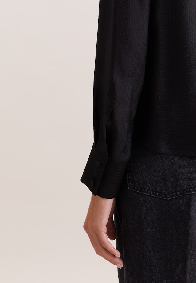 Hemdbluse mit tiefer Passe mit tonalem Streifen in Schwarz |  Seidensticker Onlineshop