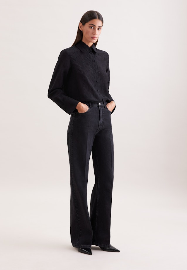 Hemdbluse in A- Linie aus Lochstickerei in Schwarz |  Seidensticker Onlineshop