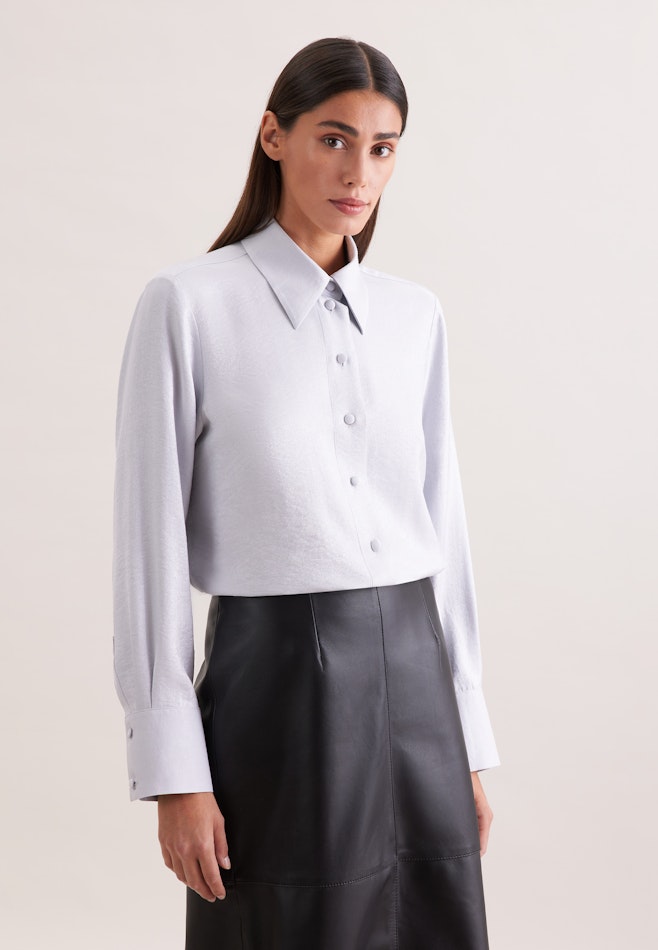 Hemdbluse in A- Linie mit Metallic Effekt in Silver | Seidensticker Onlineshop