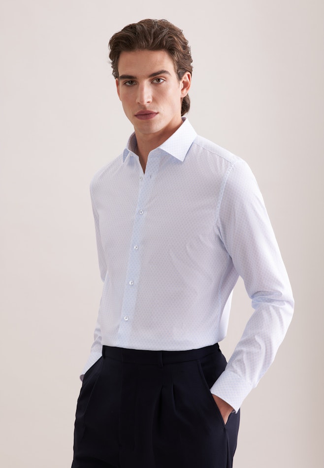 Slim Business Hemd Druck in Hellblau | Seidensticker Onlineshop