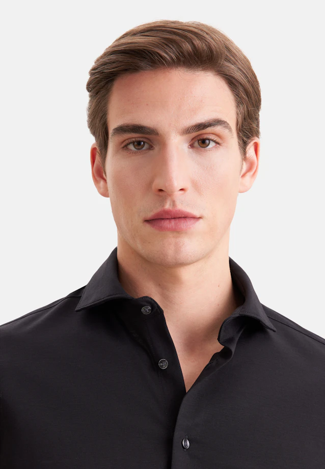 Regular Jerseyhemd Uni in Schwarz |  Seidensticker Onlineshop