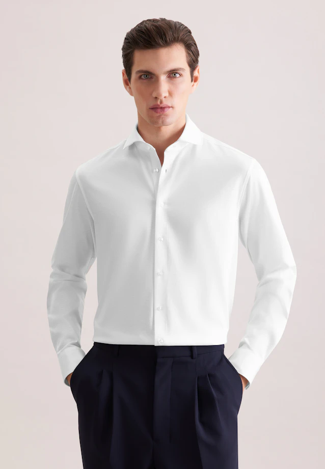 Regular Chemise en jersey Uni in Blanc |  Seidensticker Onlineshop