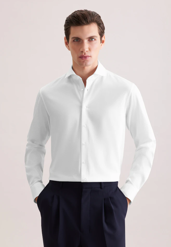 Regular Jersey shirt Uni in Weiß | Seidensticker online shop