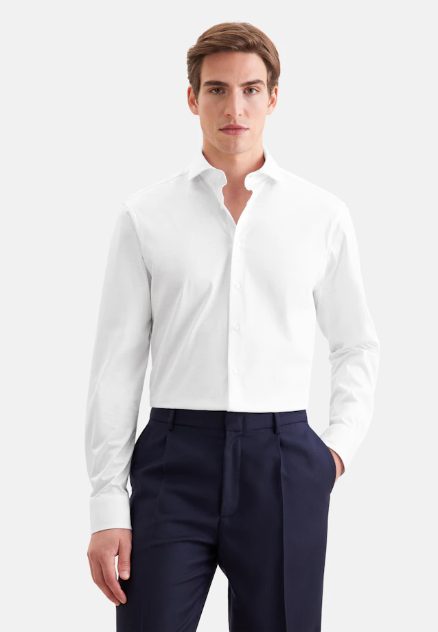 Regular Jersey shirt Uni in Weiß |  Seidensticker Onlineshop