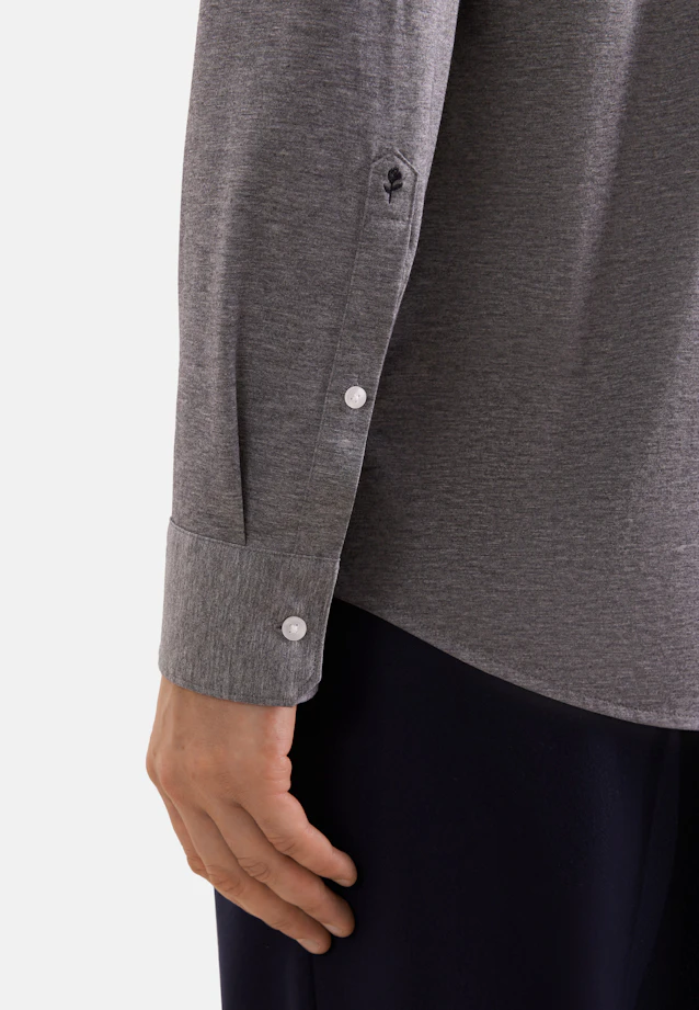 Regular Chemise en jersey Uni in Gris |  Seidensticker Onlineshop