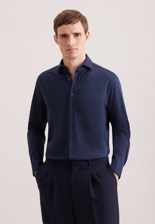 Regular Jerseyhemd Uni in Dunkelblau | Seidensticker Onlineshop