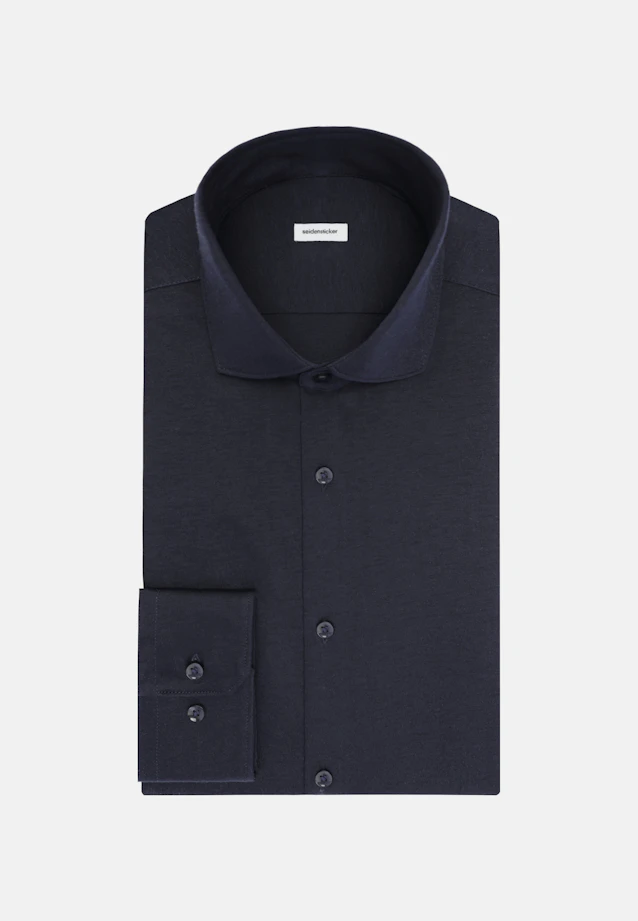 Regular Chemise en jersey Uni in Bleu Foncé |  Seidensticker Onlineshop