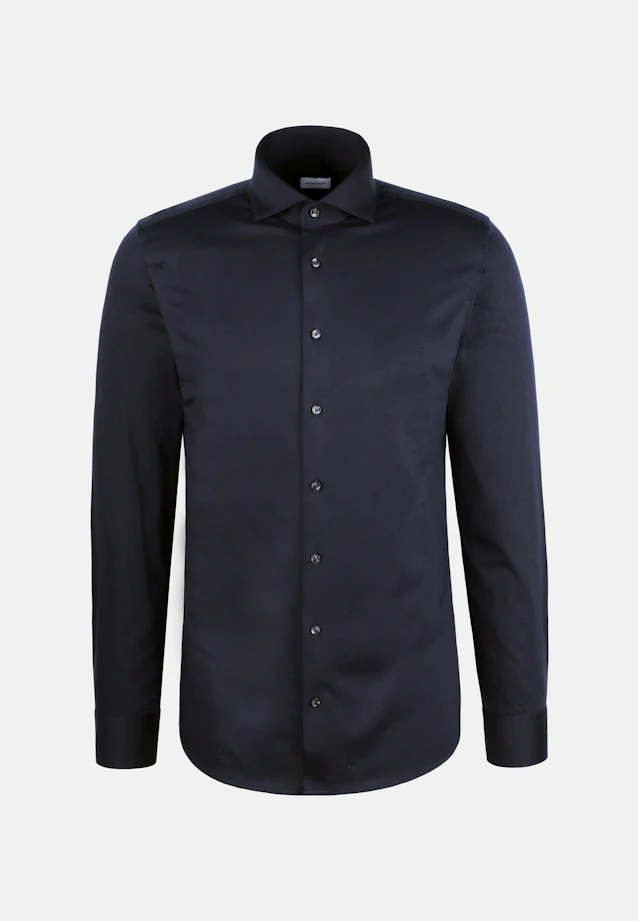 Regular Chemise en jersey Uni in Bleu Foncé |  Seidensticker Onlineshop