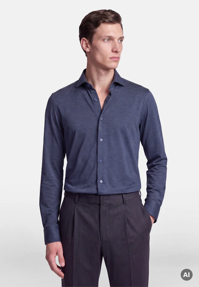 Regular Jerseyhemd Uni in Mittelblau |  Seidensticker Onlineshop