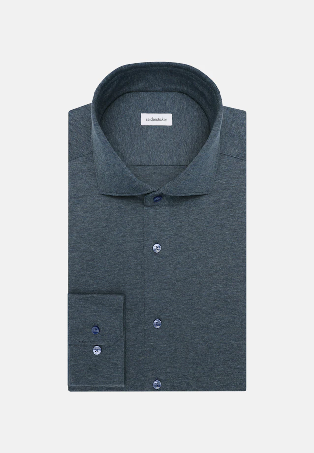 Regular Jerseyhemd Uni in Mittelblau |  Seidensticker Onlineshop