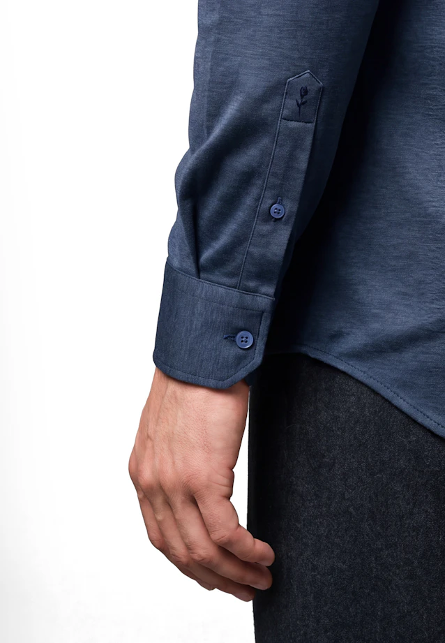 Regular Jerseyhemd Uni in Mittelblau |  Seidensticker Onlineshop