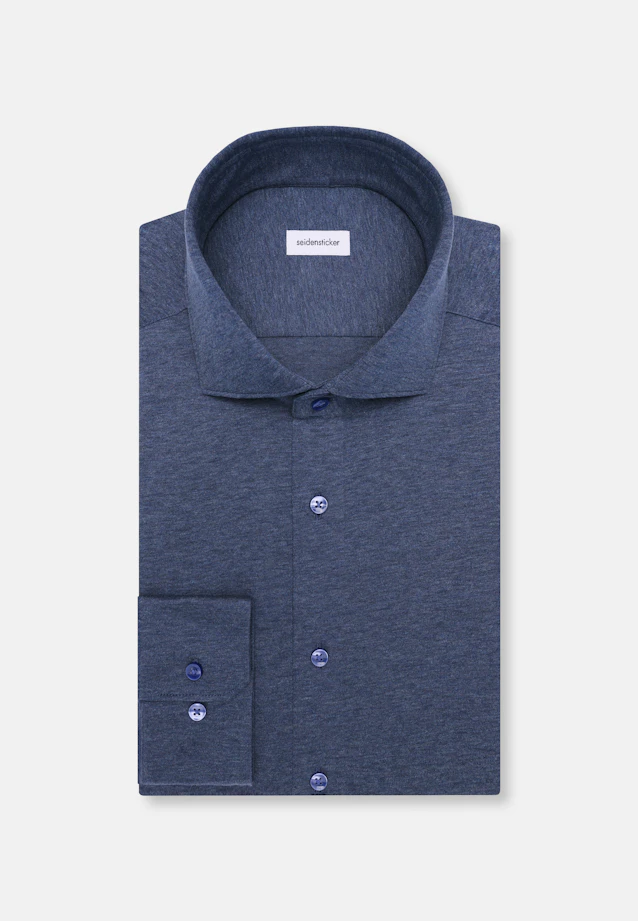 Regular Jerseyhemd Uni in Mittelblau |  Seidensticker Onlineshop