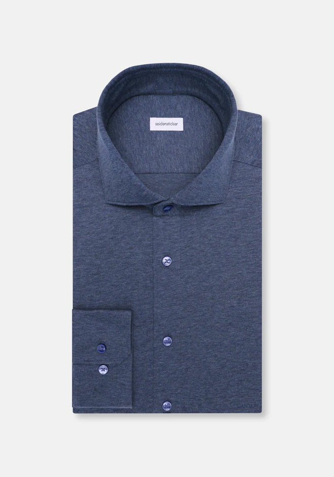 Regular Chemise en jersey Uni dans Bleu Moyen | Boutique en ligne Seidensticker