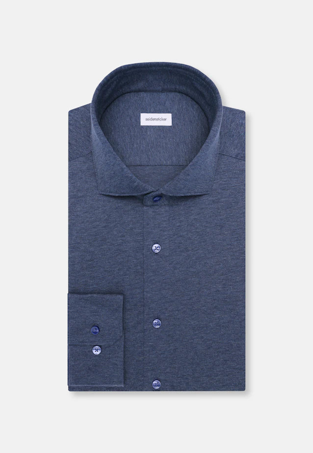 Regular Jerseyhemd Uni in Mittelblau |  Seidensticker Onlineshop