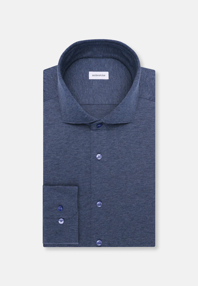 Regular Jerseyhemd Uni in Mittelblau | Seidensticker Onlineshop