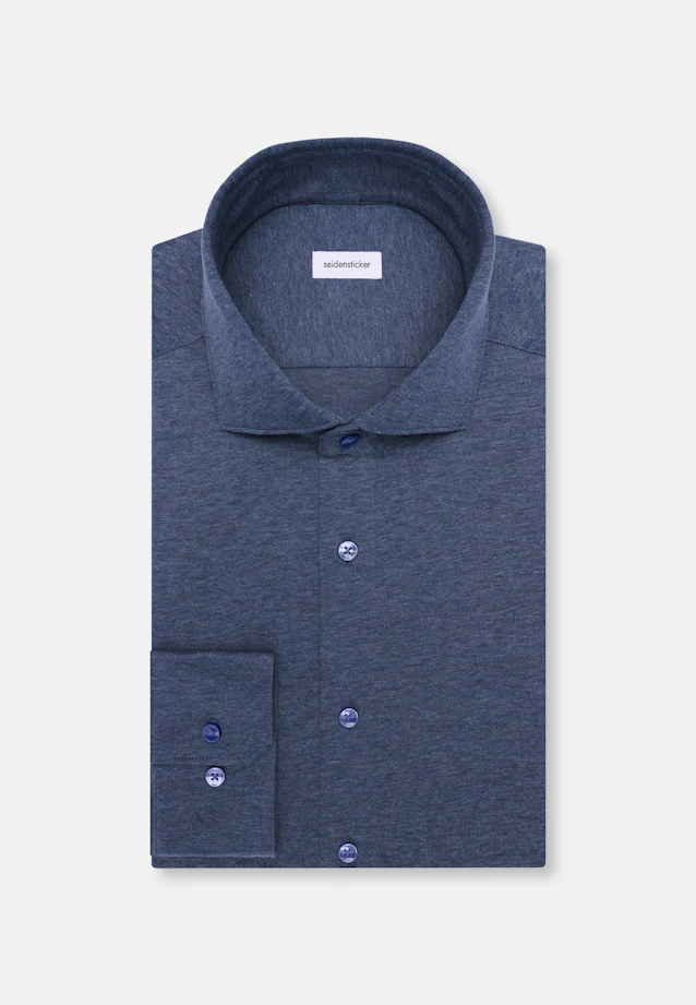 Regular Jerseyhemd Uni in Mittelblau |  Seidensticker Onlineshop
