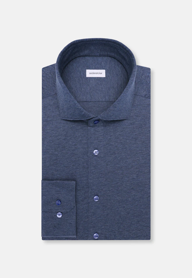 Regular Chemise en jersey Uni dans Bleu Moyen | Boutique en ligne Seidensticker