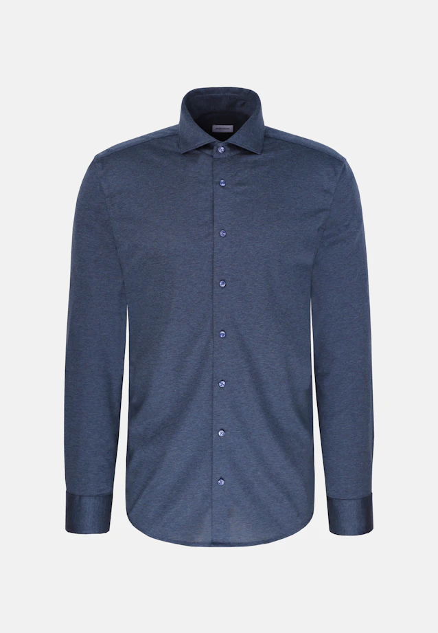 Regular Jerseyhemd Uni in Mittelblau |  Seidensticker Onlineshop