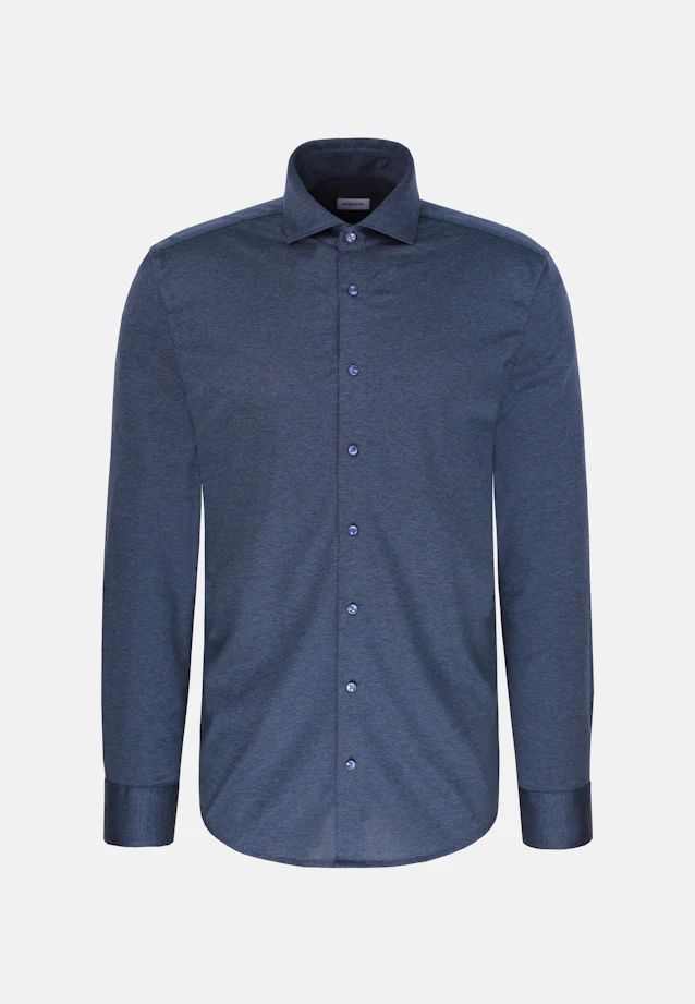 Regular Jerseyhemd Uni in Mittelblau |  Seidensticker Onlineshop