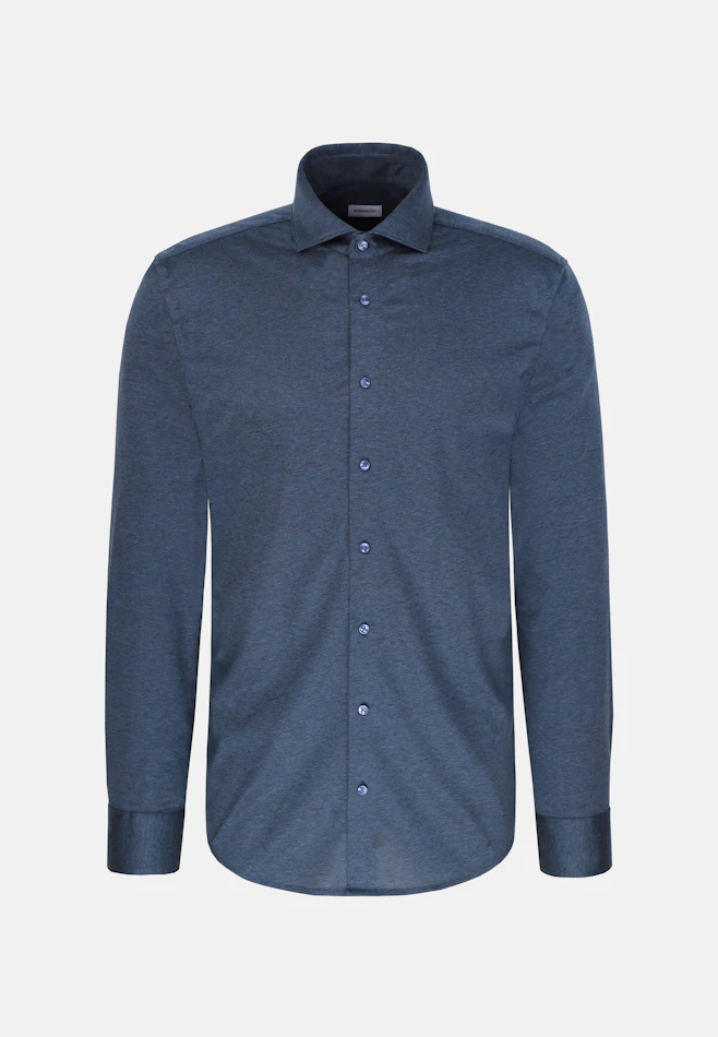 Regular Jerseyhemd Uni in Mittelblau | Seidensticker Onlineshop