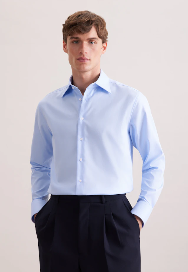 Regular Business Hemd Uni in Mittelblau |  Seidensticker Onlineshop