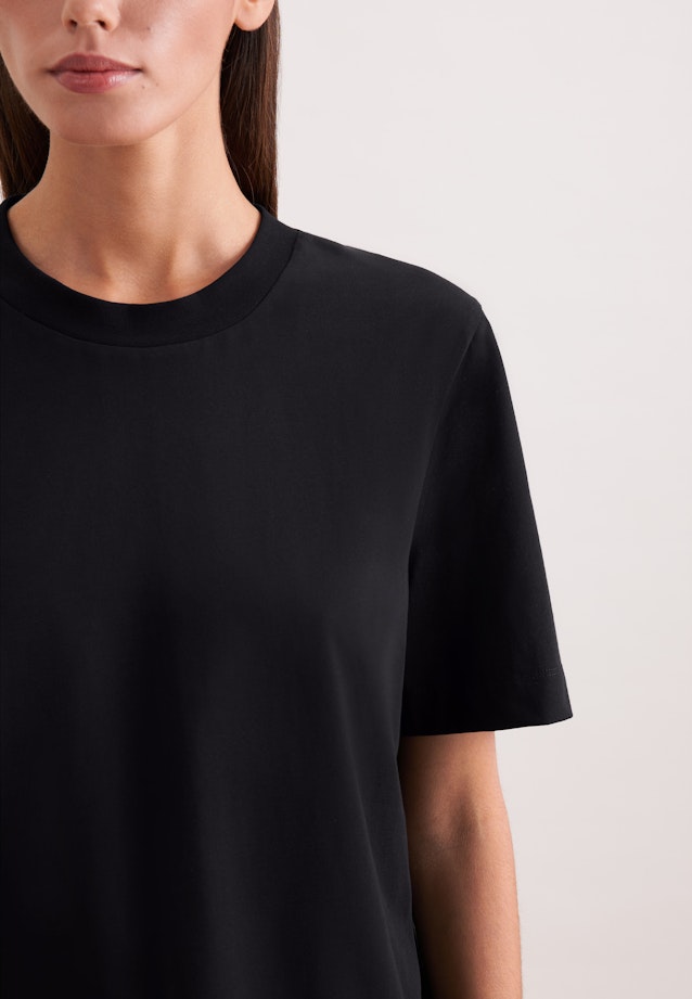 Jersey T- Shirt Crew Neck aus Baumwolle in Schwarz |  Seidensticker Onlineshop