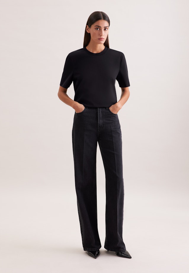 Jersey T- Shirt Crew Neck aus Baumwolle in Schwarz |  Seidensticker Onlineshop