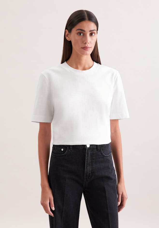 Jersey T- Shirt Crew Neck aus Baumwolle in White | Seidensticker Onlineshop