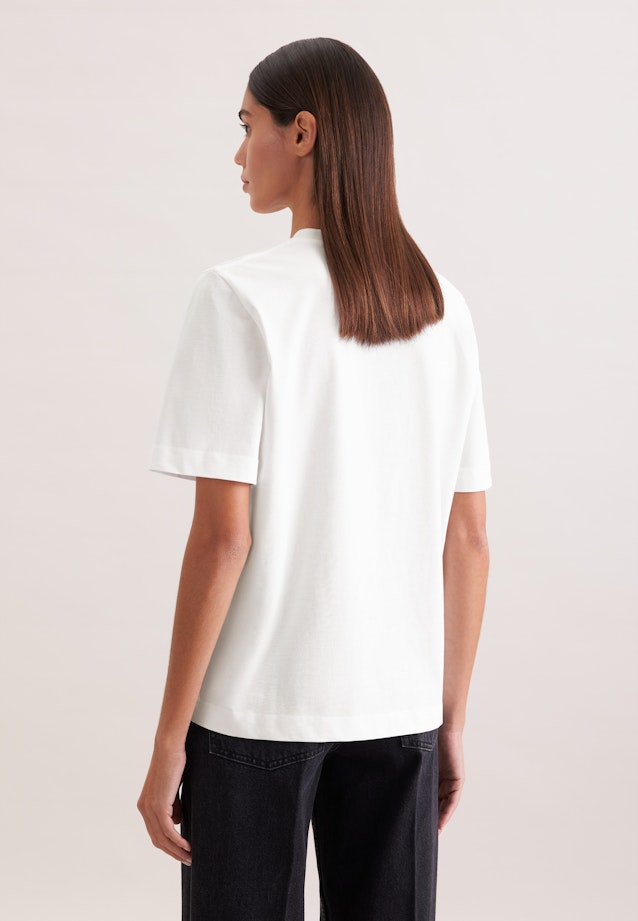 Jersey T- Shirt Crew Neck aus Baumwolle in Weiß |  Seidensticker Onlineshop