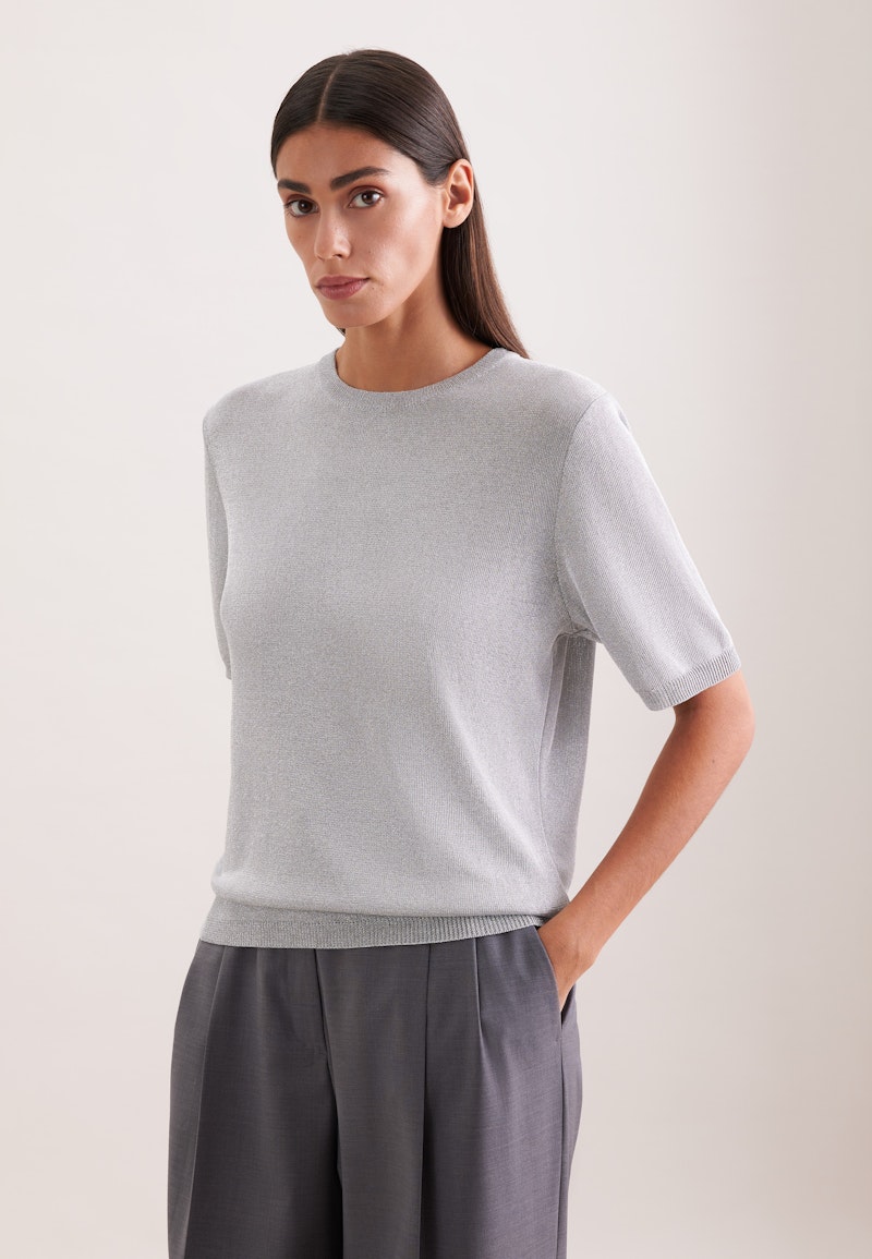 Strickshirt aus Baumwolle mit Metalliceffekt