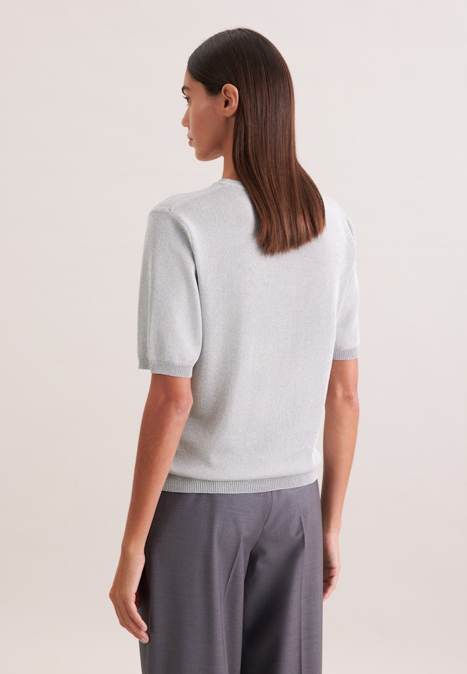 Strickshirt aus Baumwolle mit Metalliceffekt in Grau | Seidensticker Onlineshop