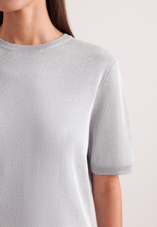Strickshirt aus Baumwolle mit Metalliceffekt in Grau |  Seidensticker Onlineshop