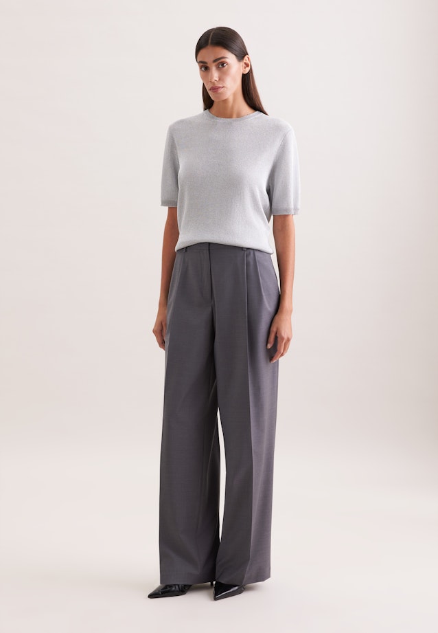 Strickshirt aus Baumwolle mit Metalliceffekt in Grau |  Seidensticker Onlineshop