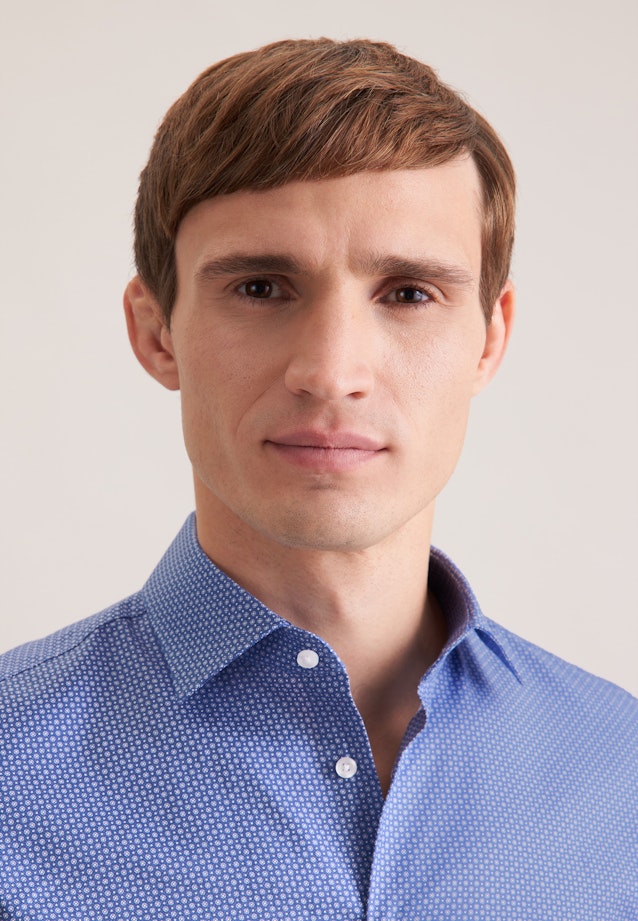 Shaped Business shirt Print in Mittelblau |  Seidensticker Onlineshop