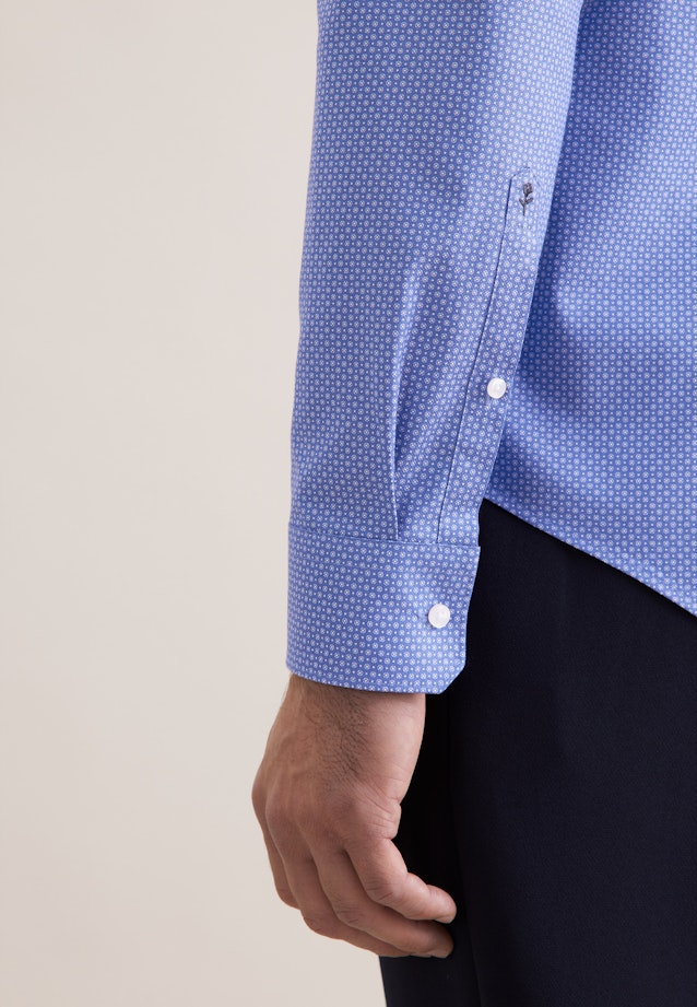 Shaped Business shirt Print in Mittelblau |  Seidensticker Onlineshop