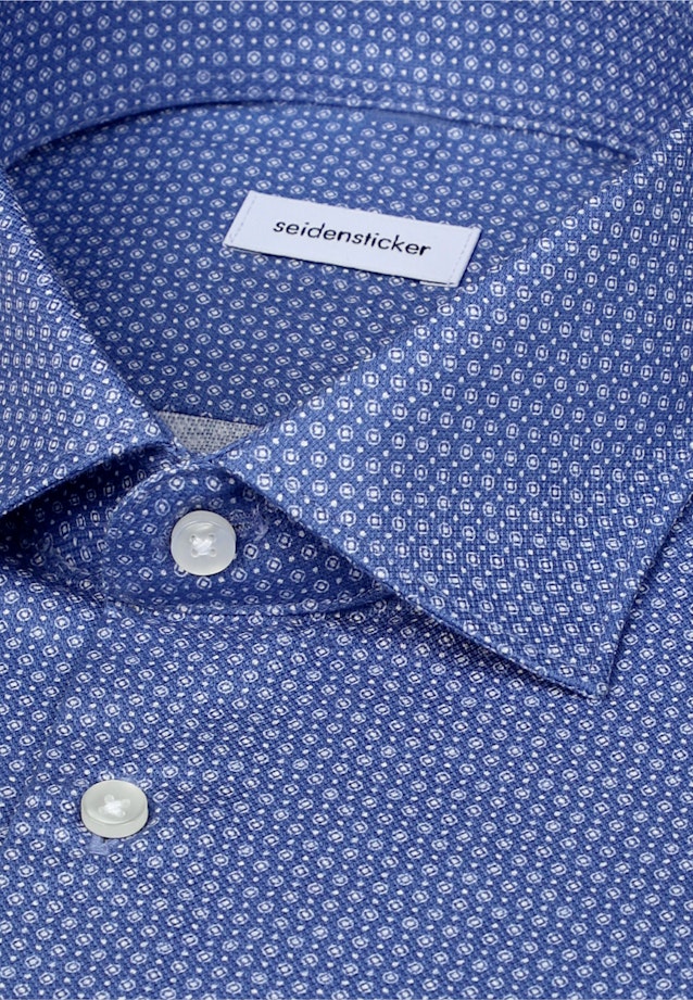 Shaped Business shirt Print in Mittelblau |  Seidensticker Onlineshop