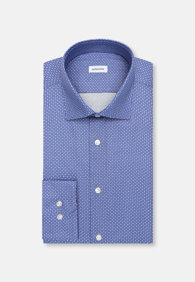 Shaped Business shirt Print in Mittelblau | Seidensticker online shop