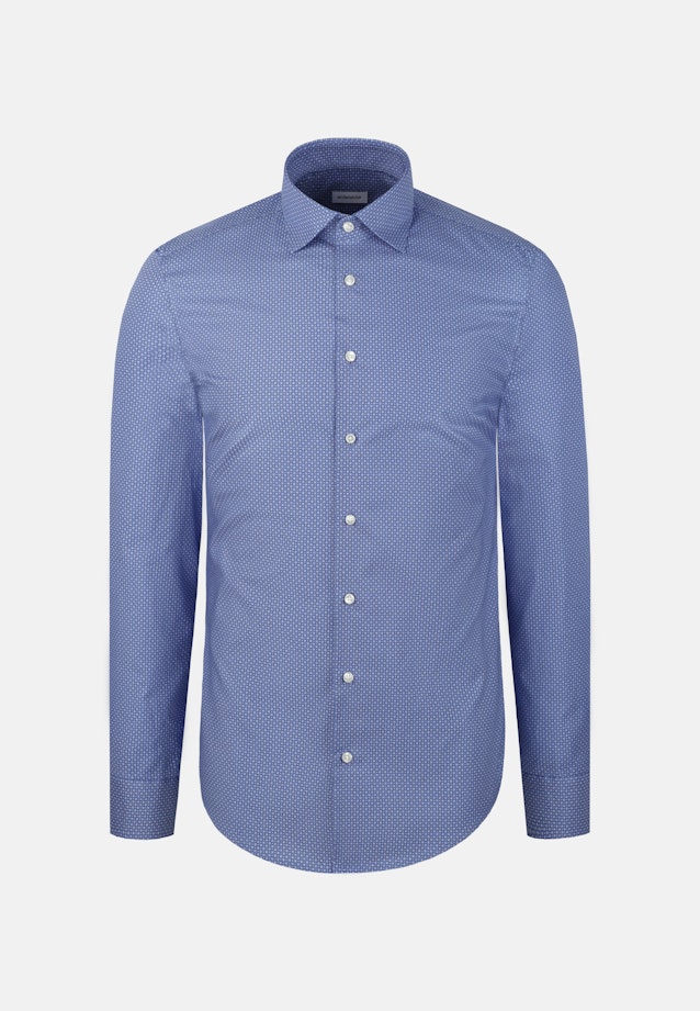 Shaped Business shirt Print in Mittelblau |  Seidensticker Onlineshop