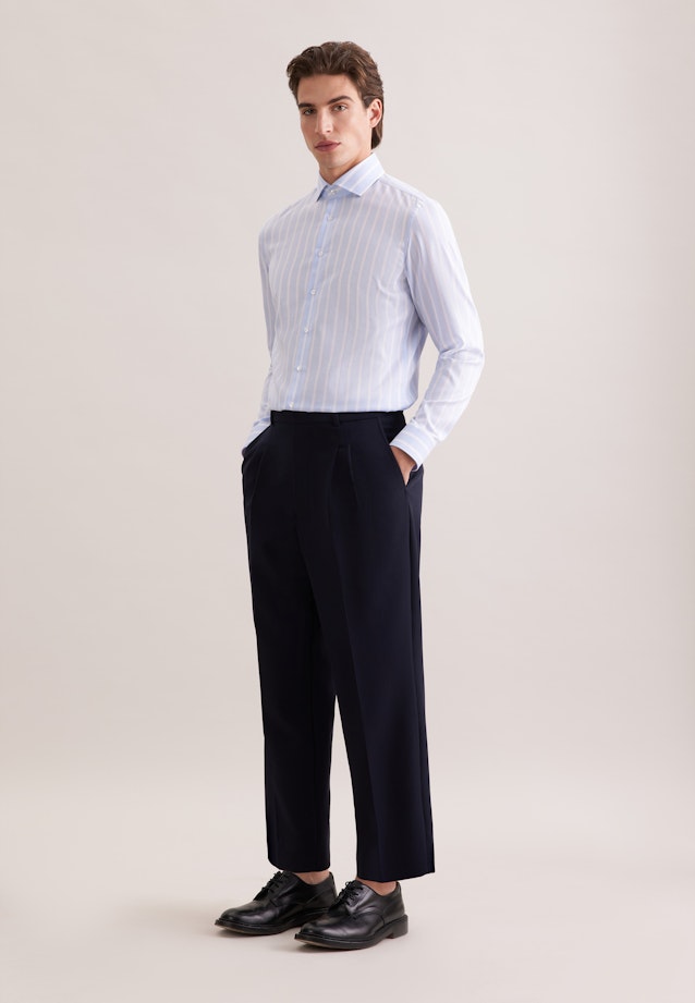 Shaped Business shirt Stripes in Mittelblau |  Seidensticker Onlineshop