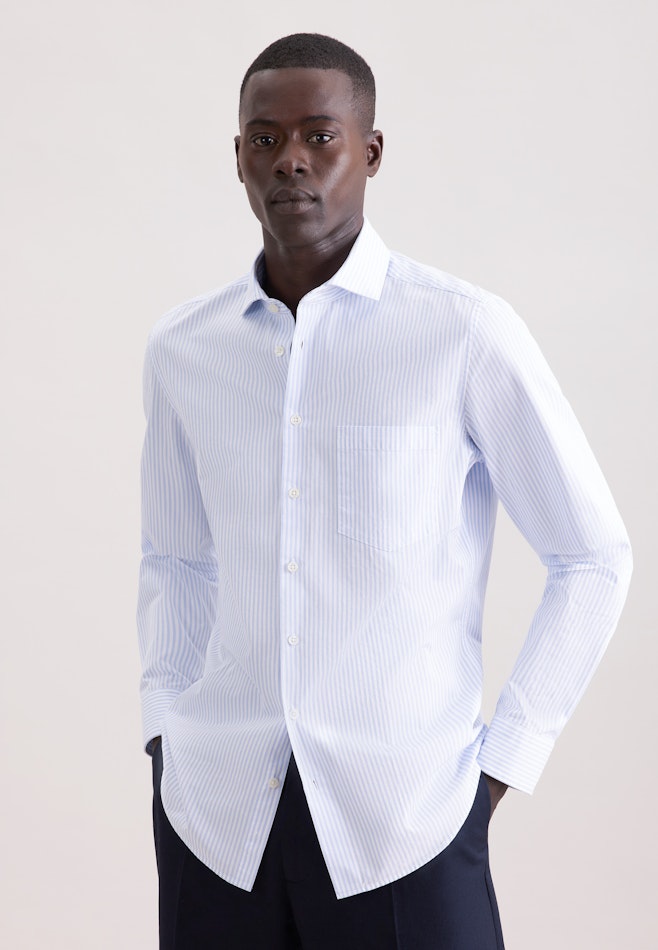 Slim Chemise décontractée Rayures dans Bleu Clair | Boutique en ligne Seidensticker