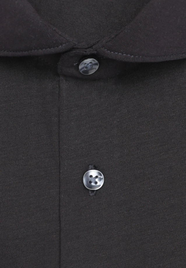 Shaped Jerseyhemd Uni in Schwarz |  Seidensticker Onlineshop