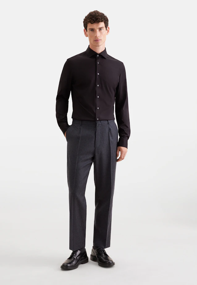 Shaped Jerseyhemd Uni in Schwarz |  Seidensticker Onlineshop