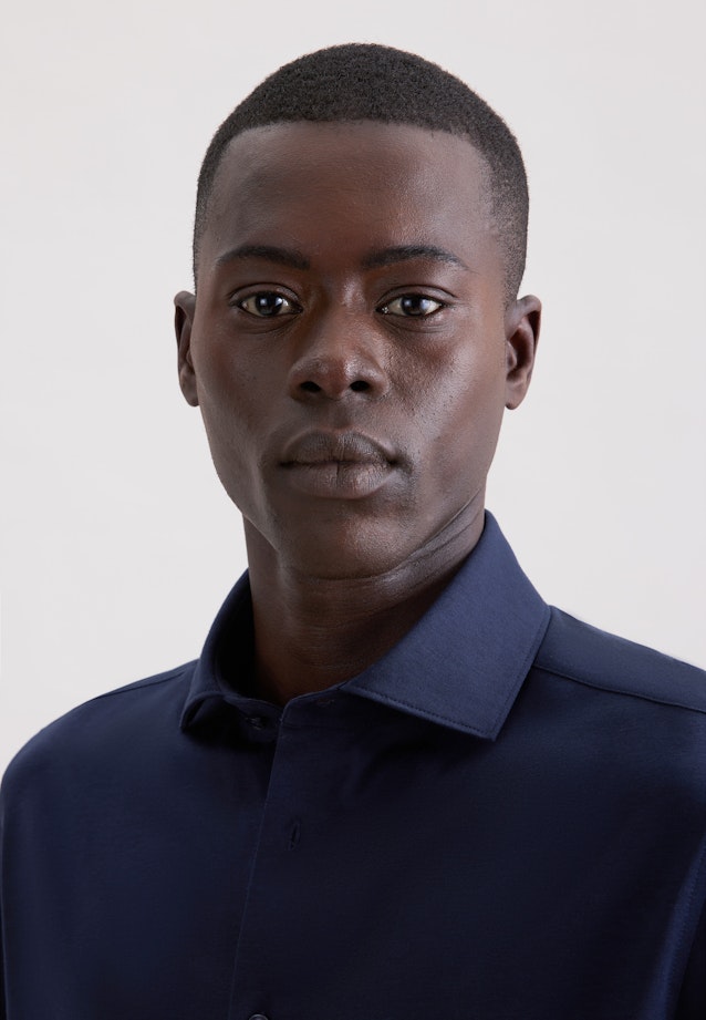 Shaped Chemise en jersey Uni in Bleu Foncé |  Seidensticker Onlineshop